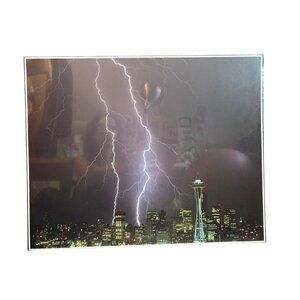 Vintage 16x20 Ready to Hang or Frame Print New Lightening Seattle Washington Sky